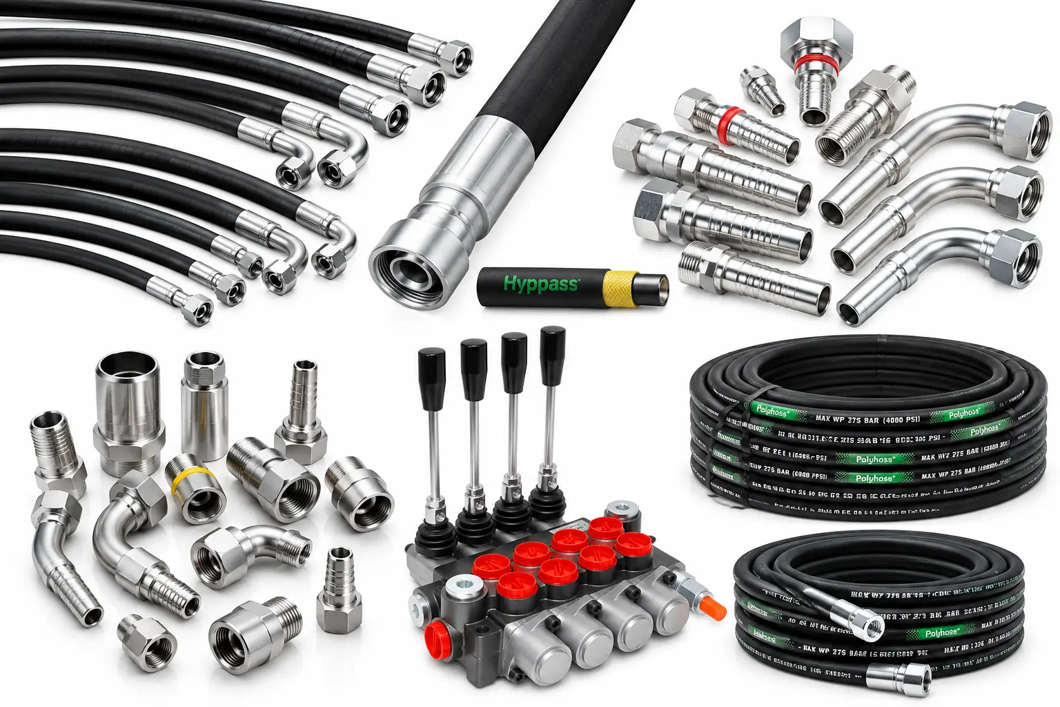 Hydraulic hoses, quick couplers, fittings and directional control valve at Opani Fluid Zambia