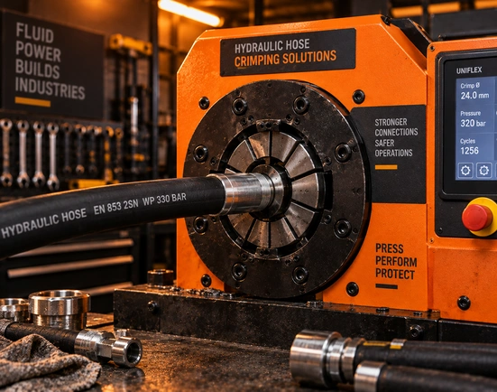 Hydraulic hose crimping service at Opani Fluid Zambia